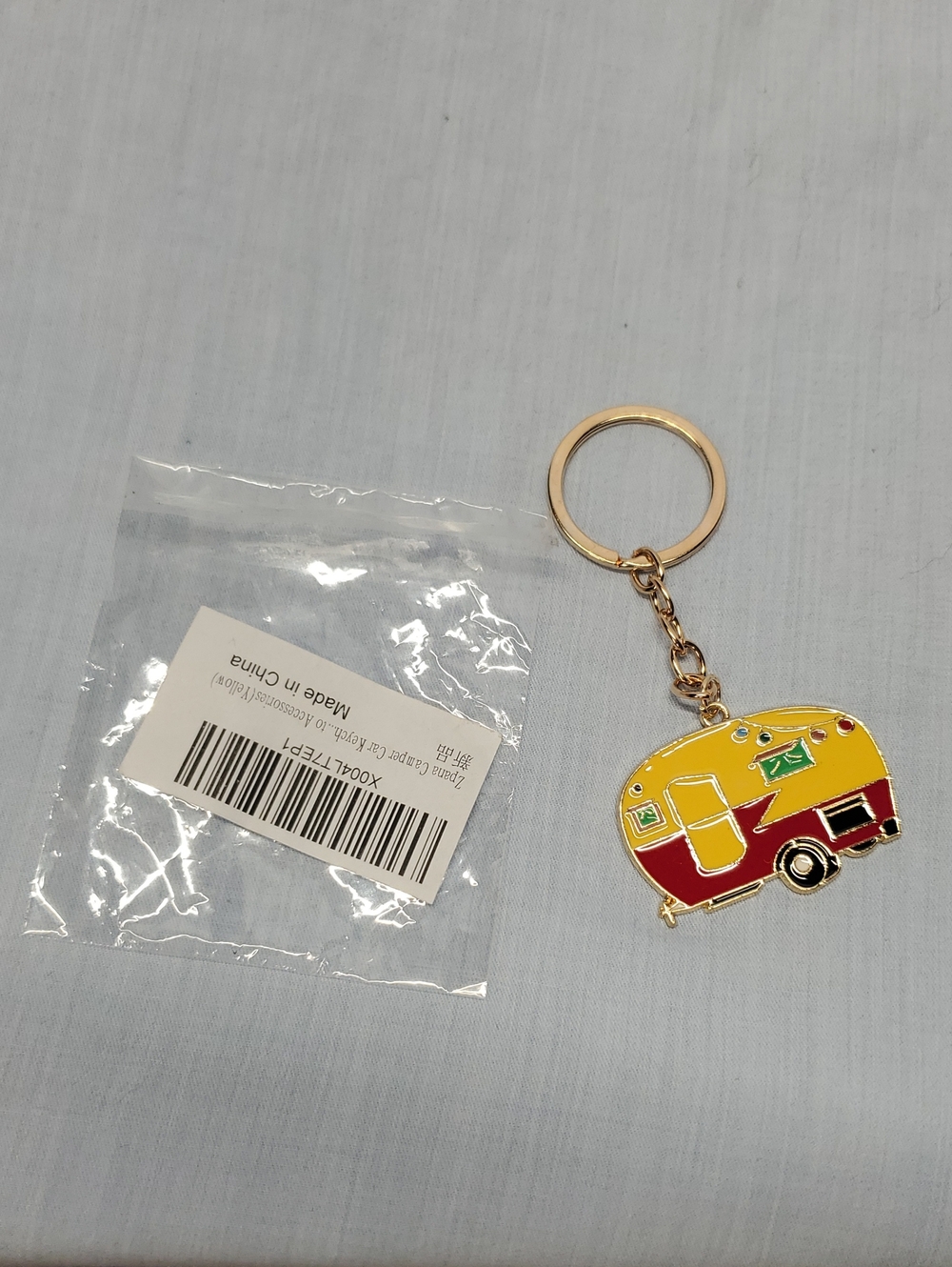 Gold-tone Yellow & Red Camper Keychain for Kids Accessories